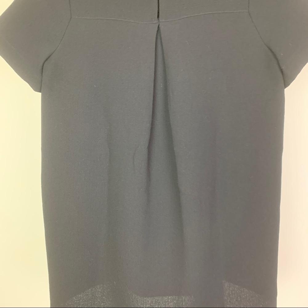 Madewell Leather Trim Tailored Tee Black Blouse - Picture 12 of 16
